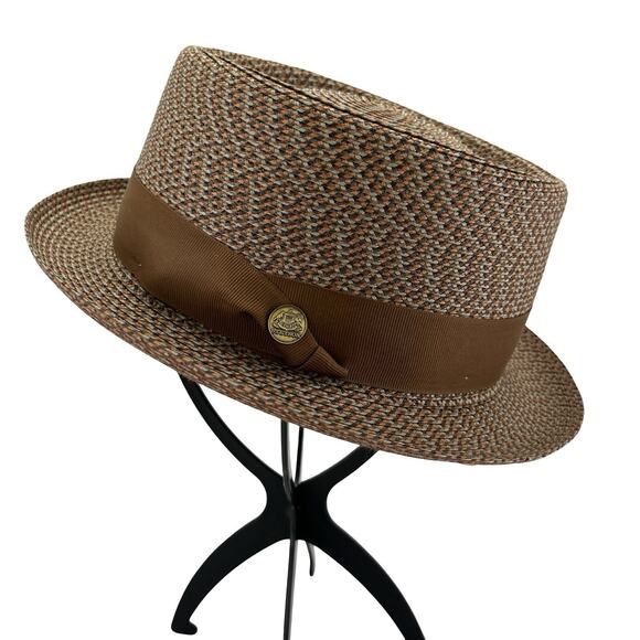 Stetson Men’s Emin Straw Fedora Hat Brown Mix Size 7 1/2 - Picture 1 of 12